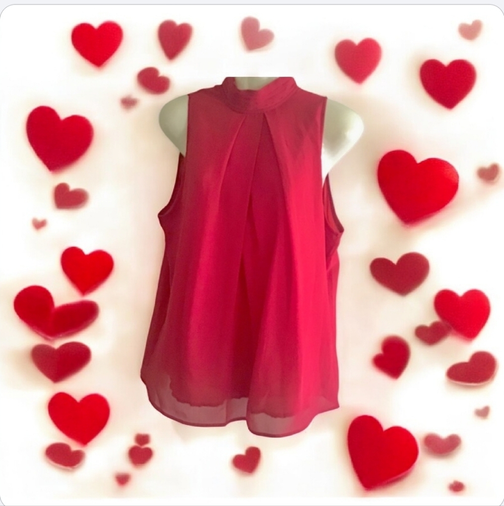 YOINS yours inspiration sleeveless top Size M red satin lining high neck